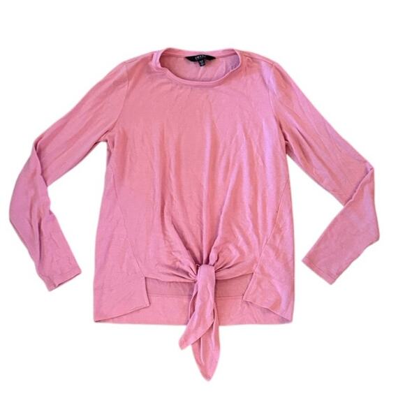 IMNYC‎ Isaac Mizrahi Pink Tie-Front Long Sleeve Top | Size XS - Picture 1 of 5